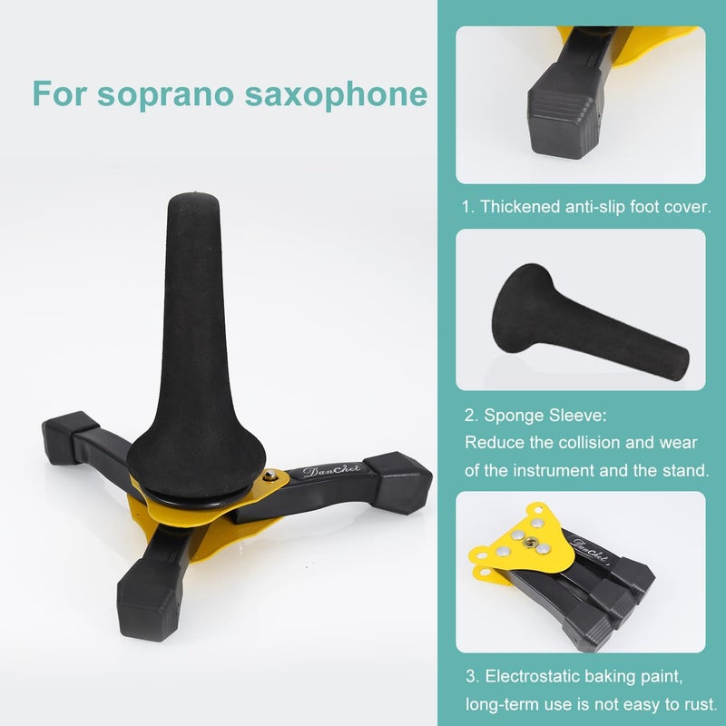 Danchet Foldable Portable Soprano Saxophone Stand, Sax Tripod Holder, Portable Soprano Saxophone Stand… - Image 4